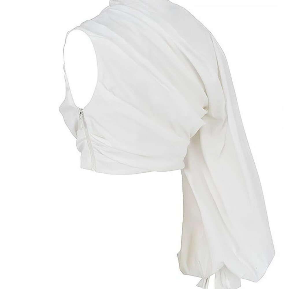 HOUSE OF CB ARTA WHITE COTTON CROPPED TOP SIZE SMALL PRELOVED - Picture 2 of 6